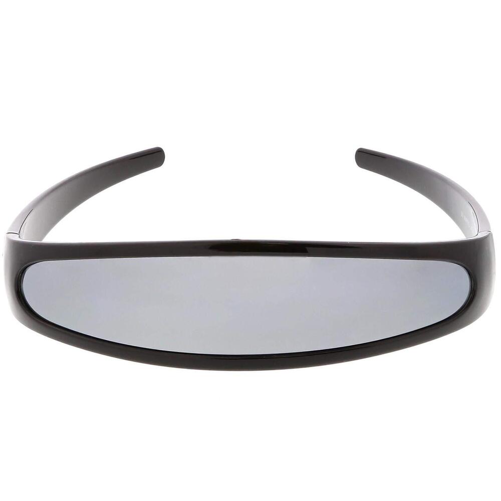 4480 Futuristic Narrow Cyclops Color Mirrored Lens Visor Sunglasses